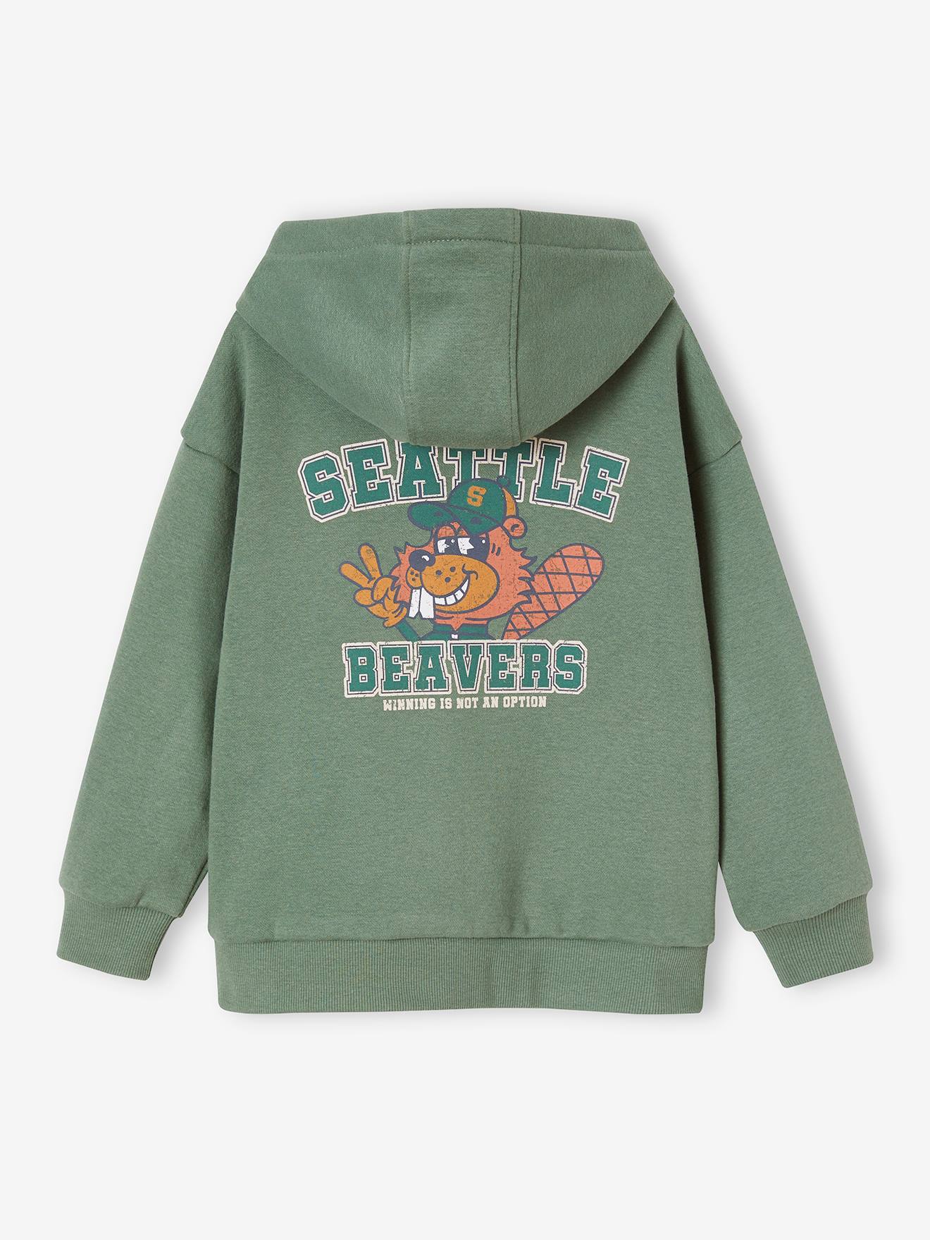 Sweat à capuche grand motif nature au dos garçon bleu nuit