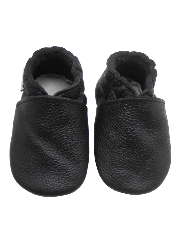 Yalion Leder-Krabbelschuhe in Schwarz günstig kaufen
