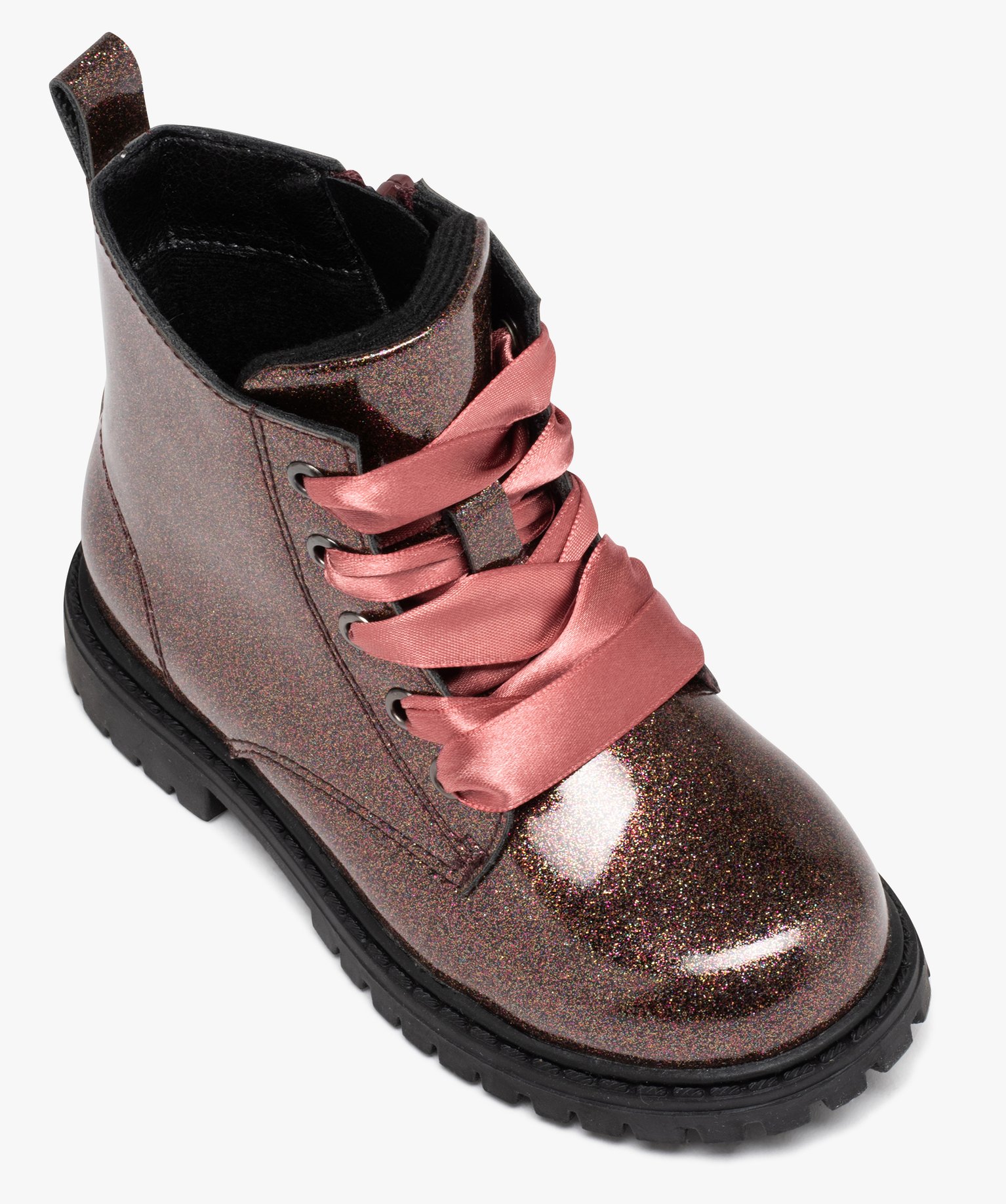 Boots fille vernies à paillettes du 25 au 30 noir | GEMO