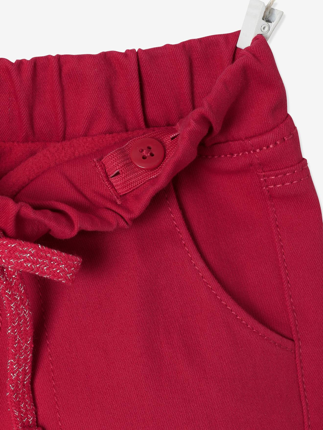 Vertbaudet Die UNVERWÜSTLICHE, robuste Mädchen Thermohose, gerades Bein - dunkelrot