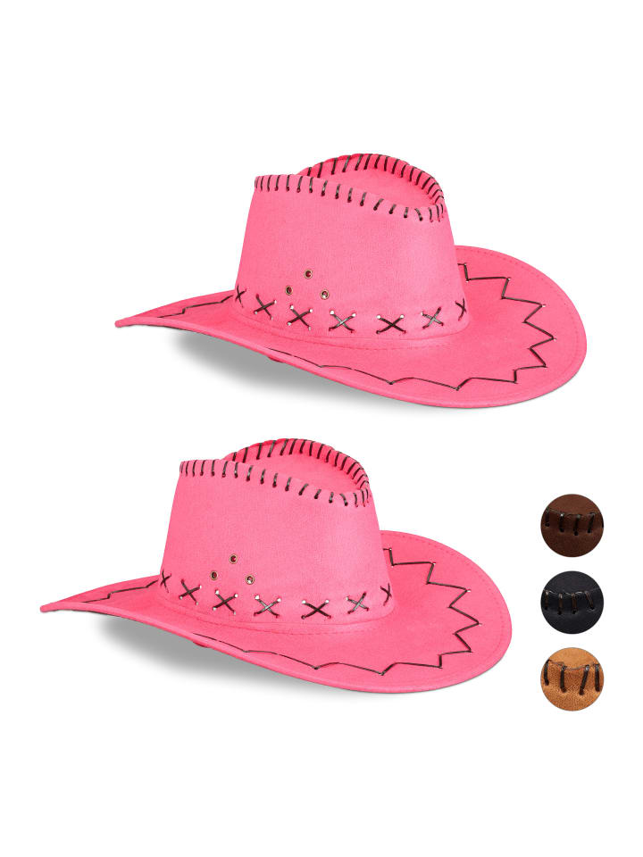 relaxdays 2x Cowboyhut in Pink günstig kaufen onesize