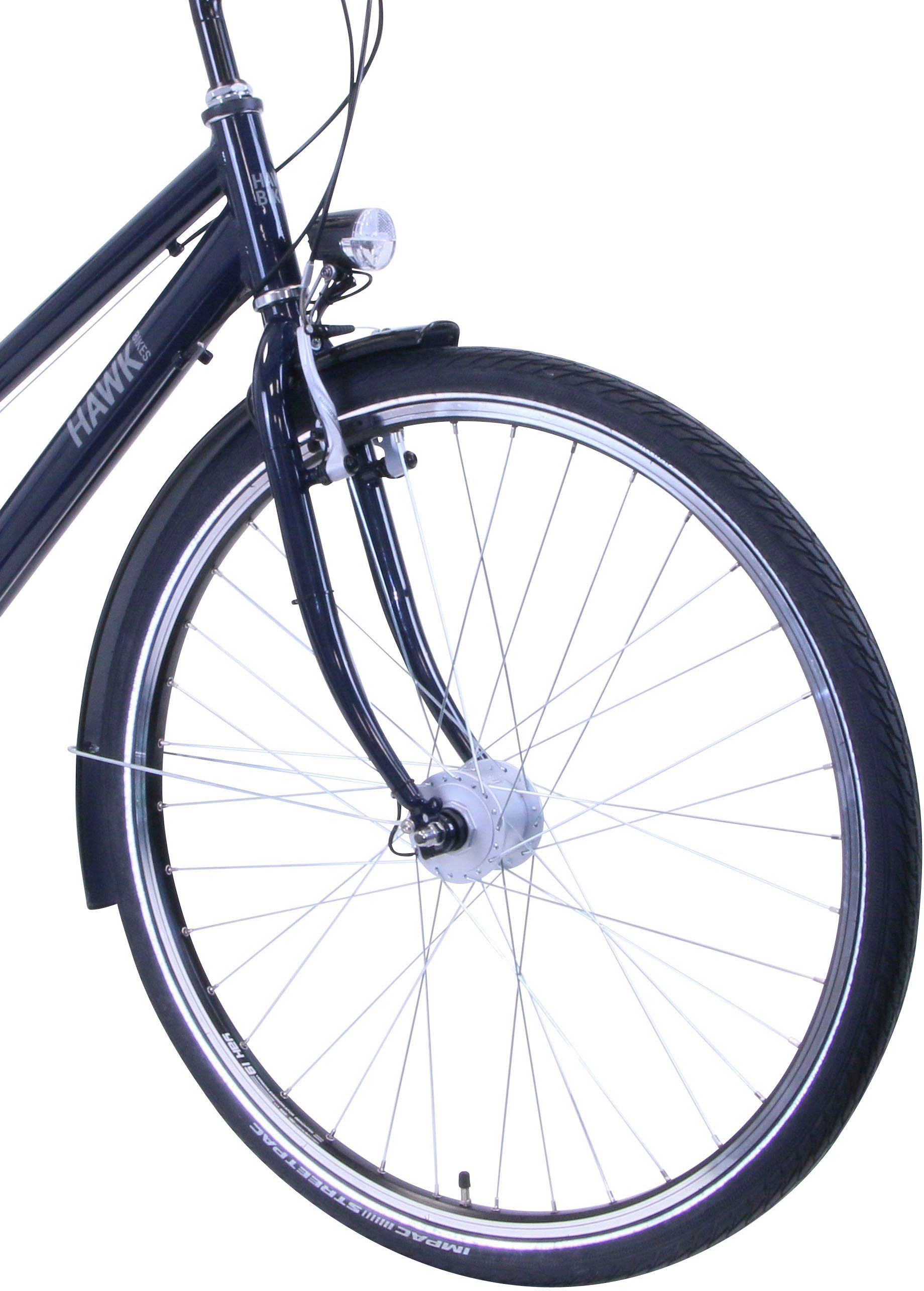 HAWK Bikes Cityrad CITYTREK EASY BLUE LADY, 7 Gang Shimano Tourney Schaltwerk, Kettenschaltung