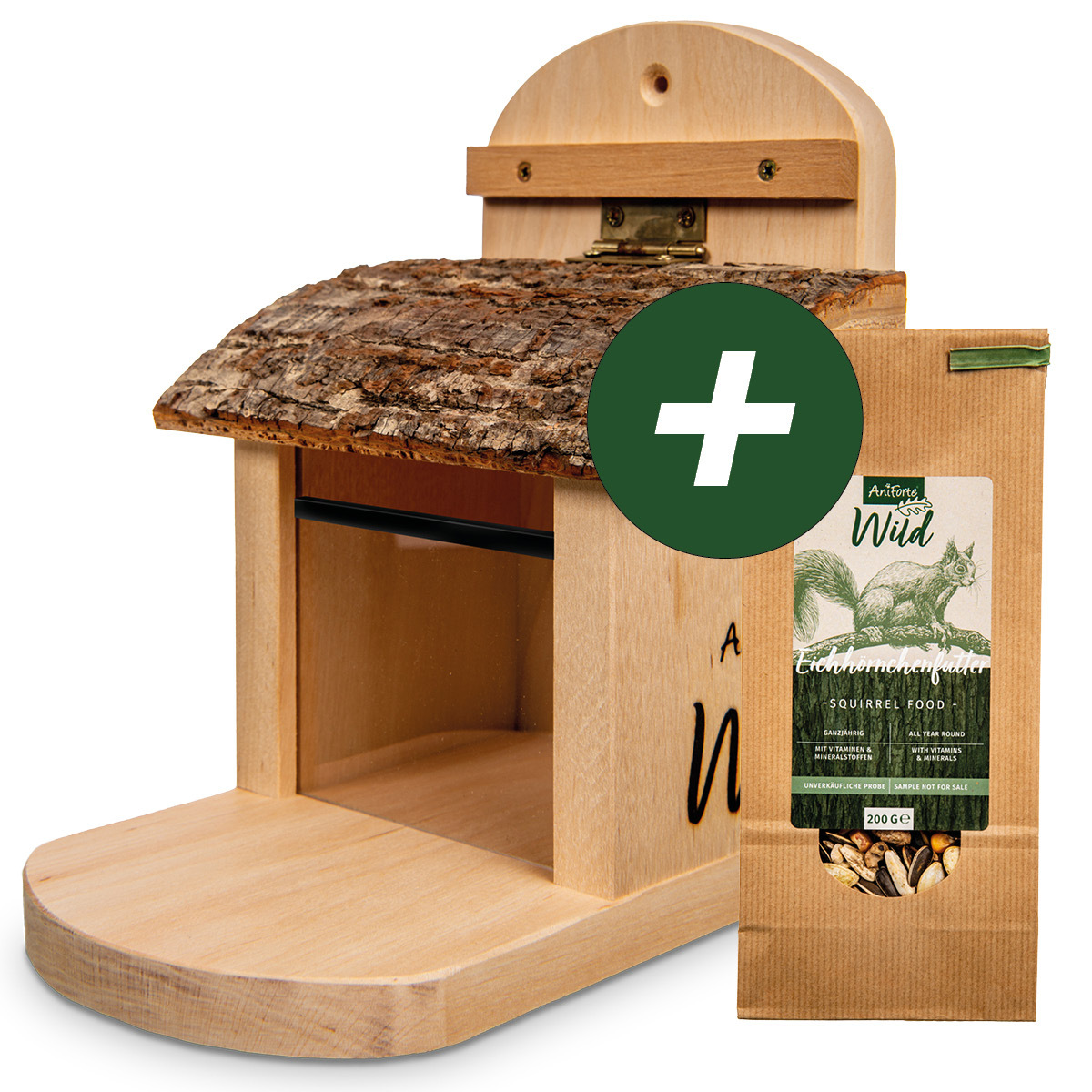 Aniforte Eichhörnchen Aniforte Wild Eichhörnchen Futterhaus + 200 g Futter