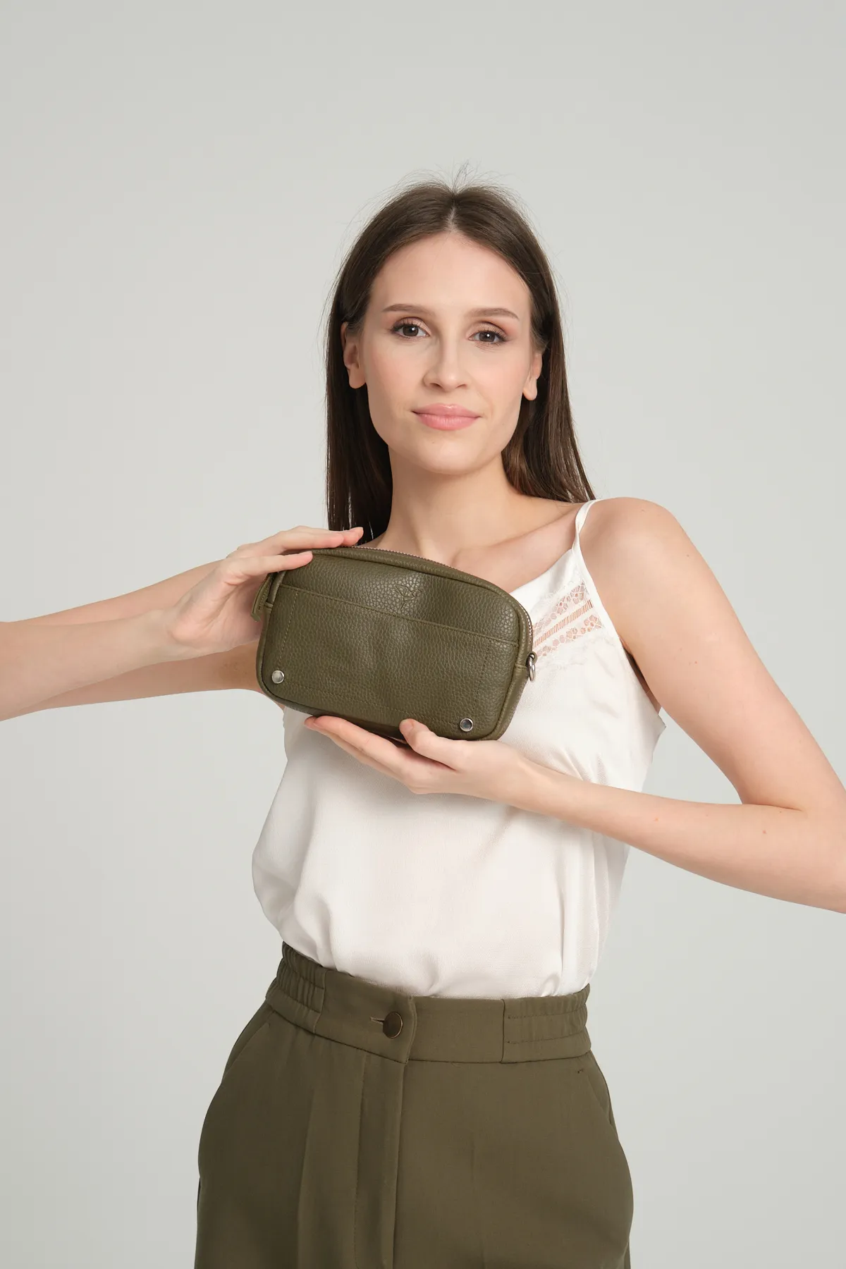 Garbalia  West Verstellbarer Kreuzgriff und Schultergurt, Mini-Khaki-Grün-Damentasche mit Magnet und Reißverschluss