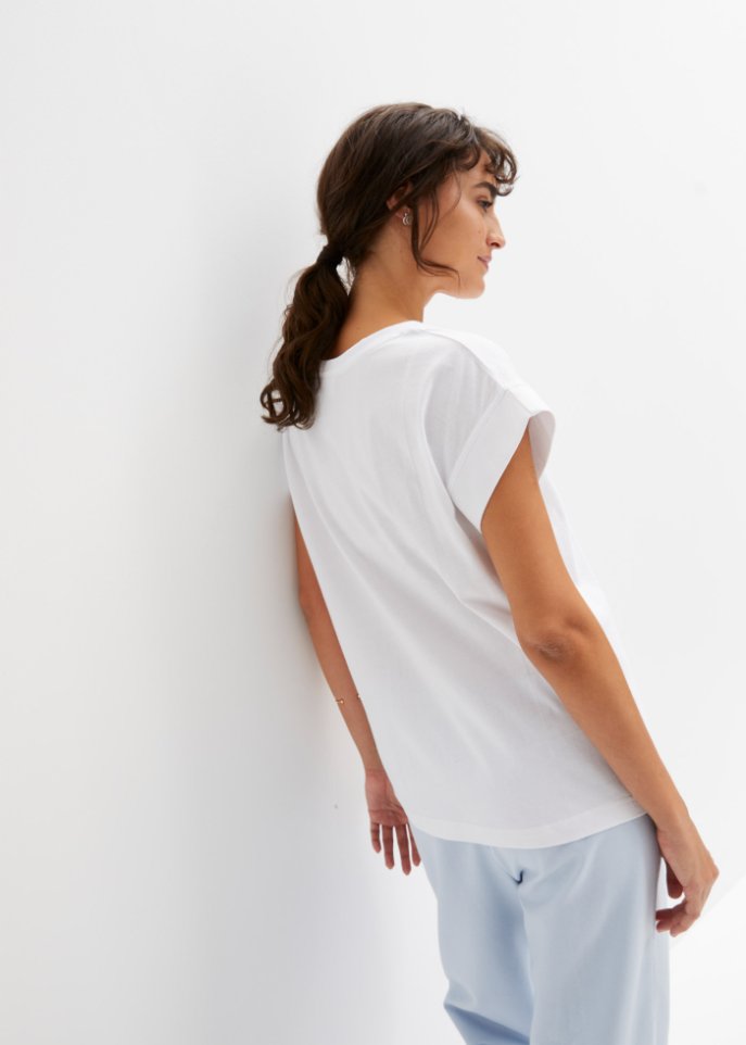 Baumwollshirt mit überschnittener Schulter, 2er Pack