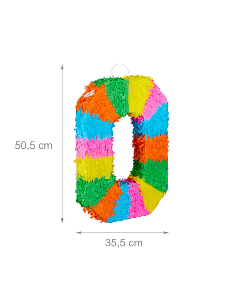 relaxdays Pinata Zahl 0 in Bunt günstig kaufen onesize