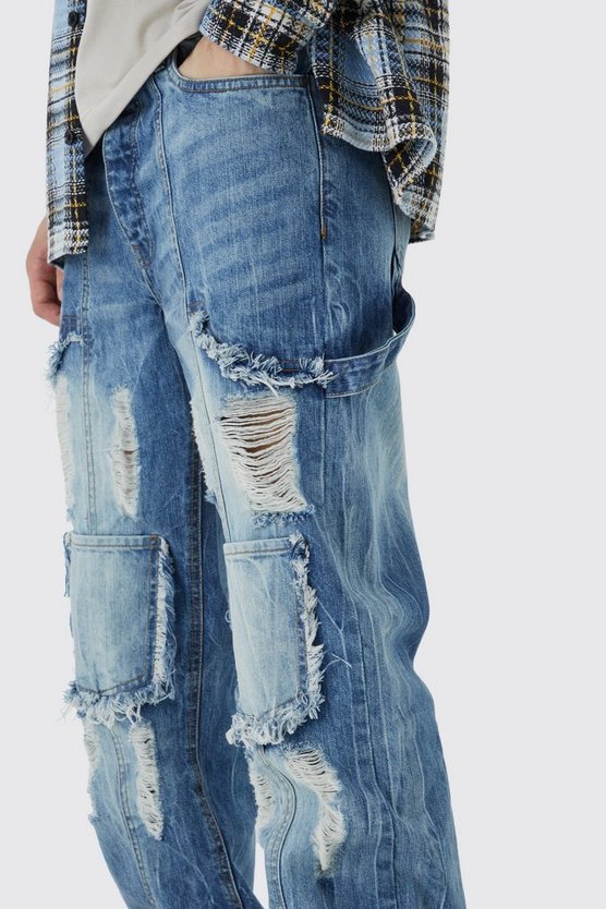 Tall lockere Cargo-Jeans mit Rissen
