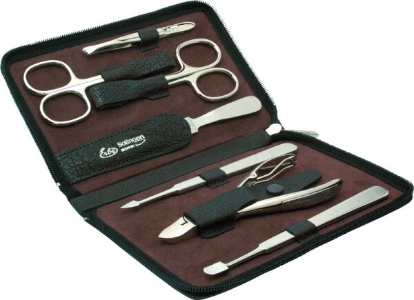 Erbe Solingen 7-teilig - Wasserbüffel-Lederetui 14 - 5 x 9 - 5 cm Maniküre-Set