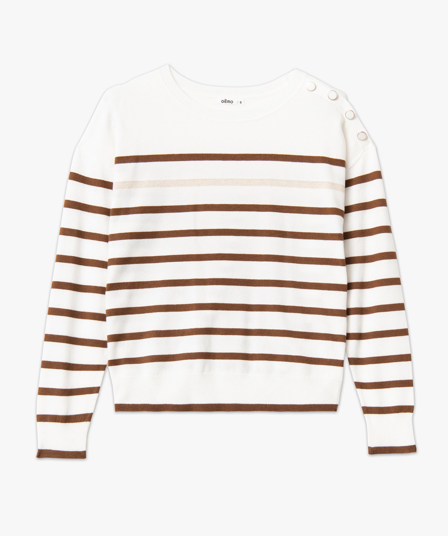 Pull rayé en maille fine avec col rond femme raye | GEMO