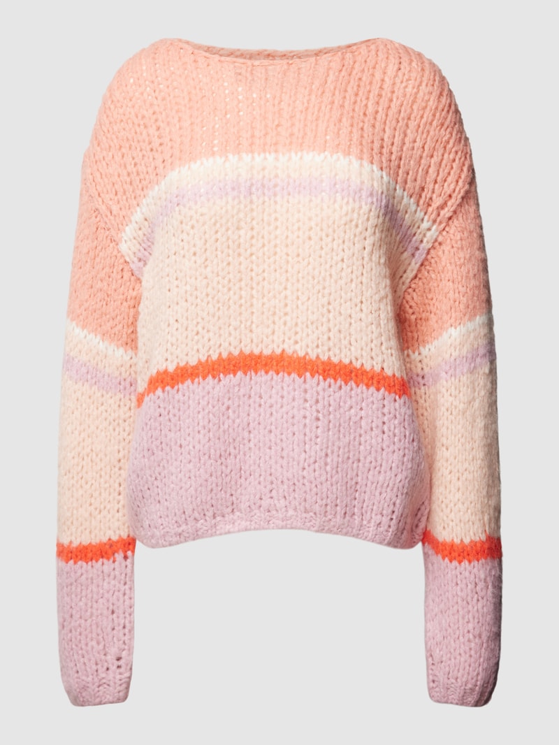 Strickpullover im Colour-Blocking-Design in rosé