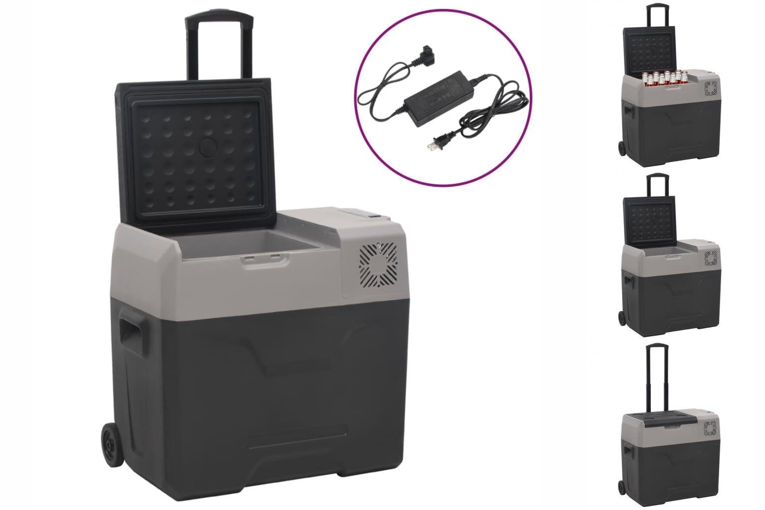 vidaXL Kühlbox Kompressor Kühlbox mit Rollen und Adapter Schwarz Grau 30 L Camping V
