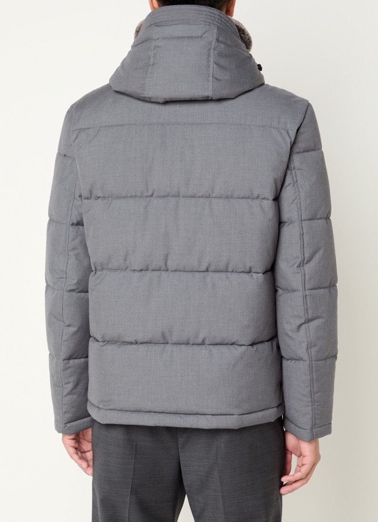 Jaqueta puffer Strellson Asola 3.0 com gola removível de pele sintética e bolsos com zíper.