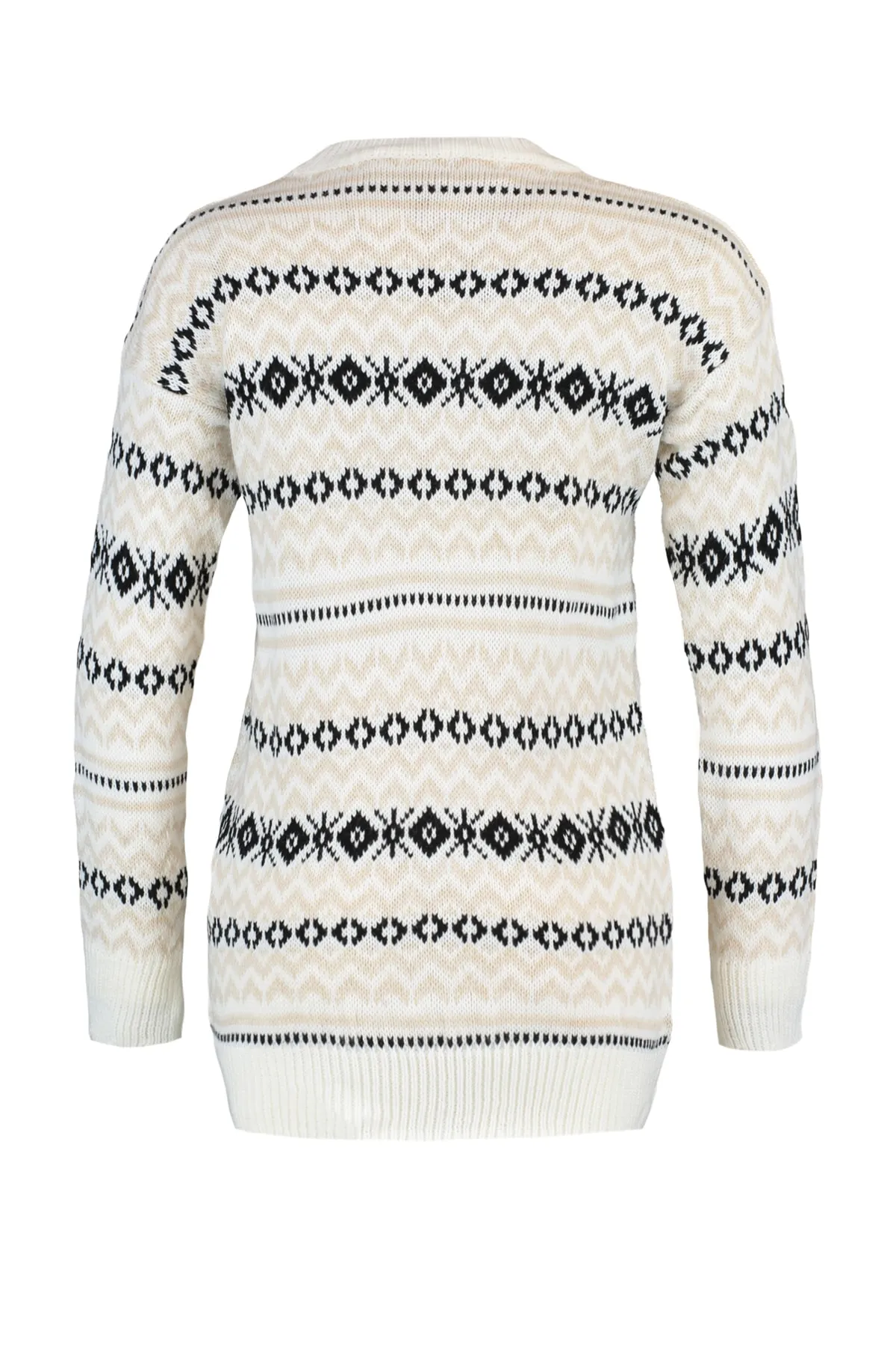 Trendyol Collection  Ecrufarbener Jacquard-Pullover TWOAW23KZ00289