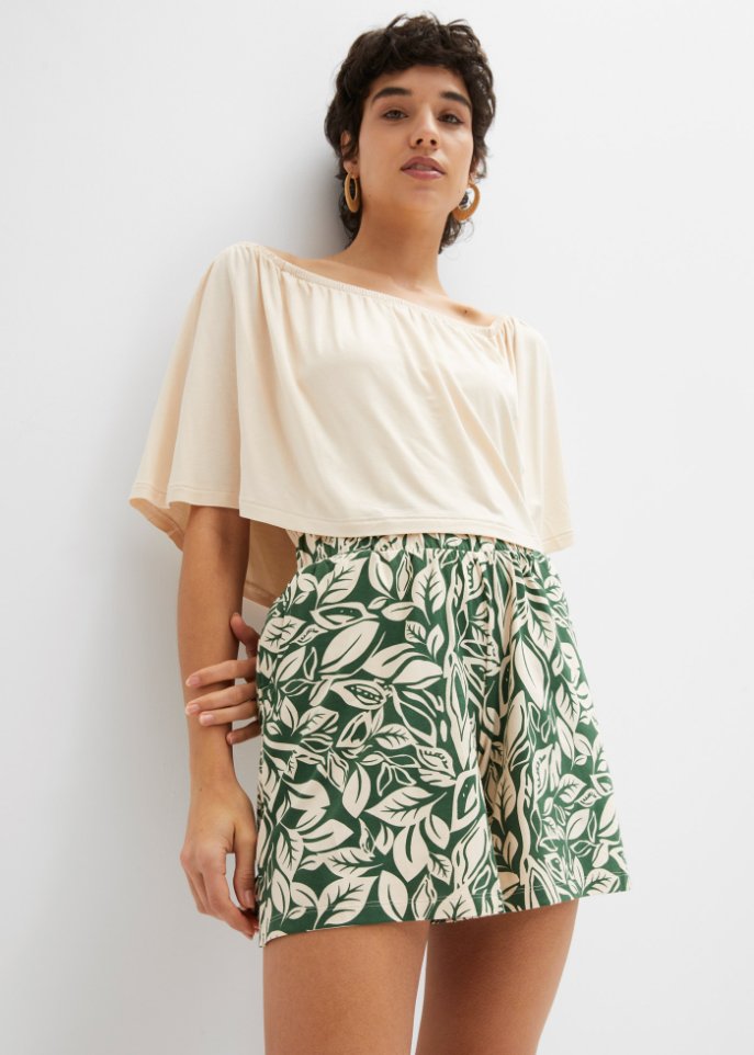 Bedruckte Jersey-Shorts mit Taschen und Bequembund