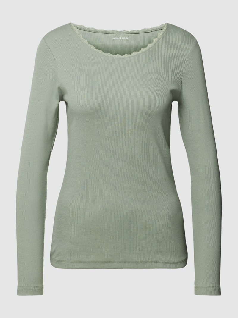 Longsleeve mit Rundhalsausschnitt in metallic türkis