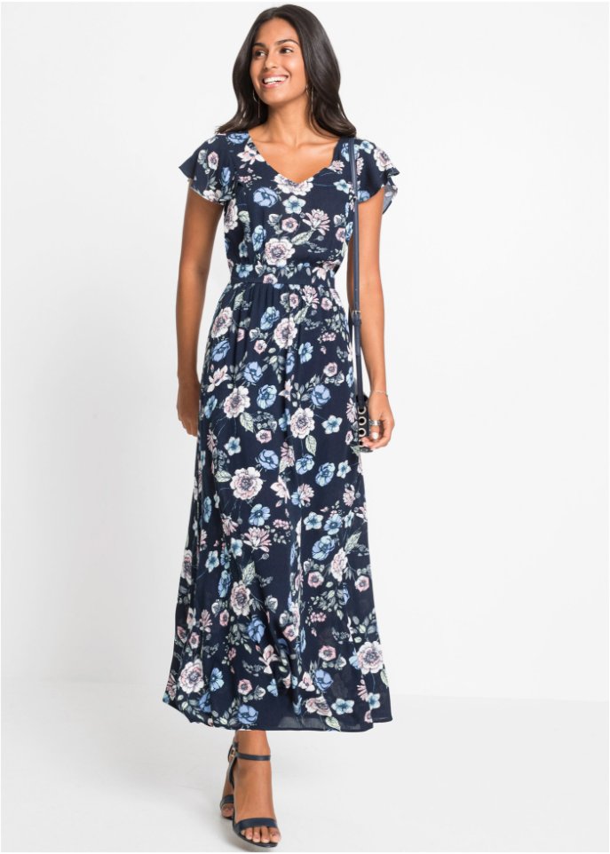 Bedrucktes Maxikleid mit Volants