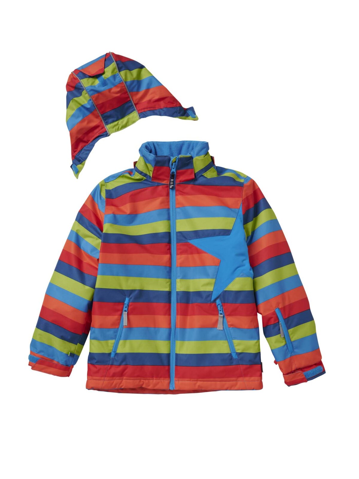 Schneejacke Stern Kids, bunt gestreift