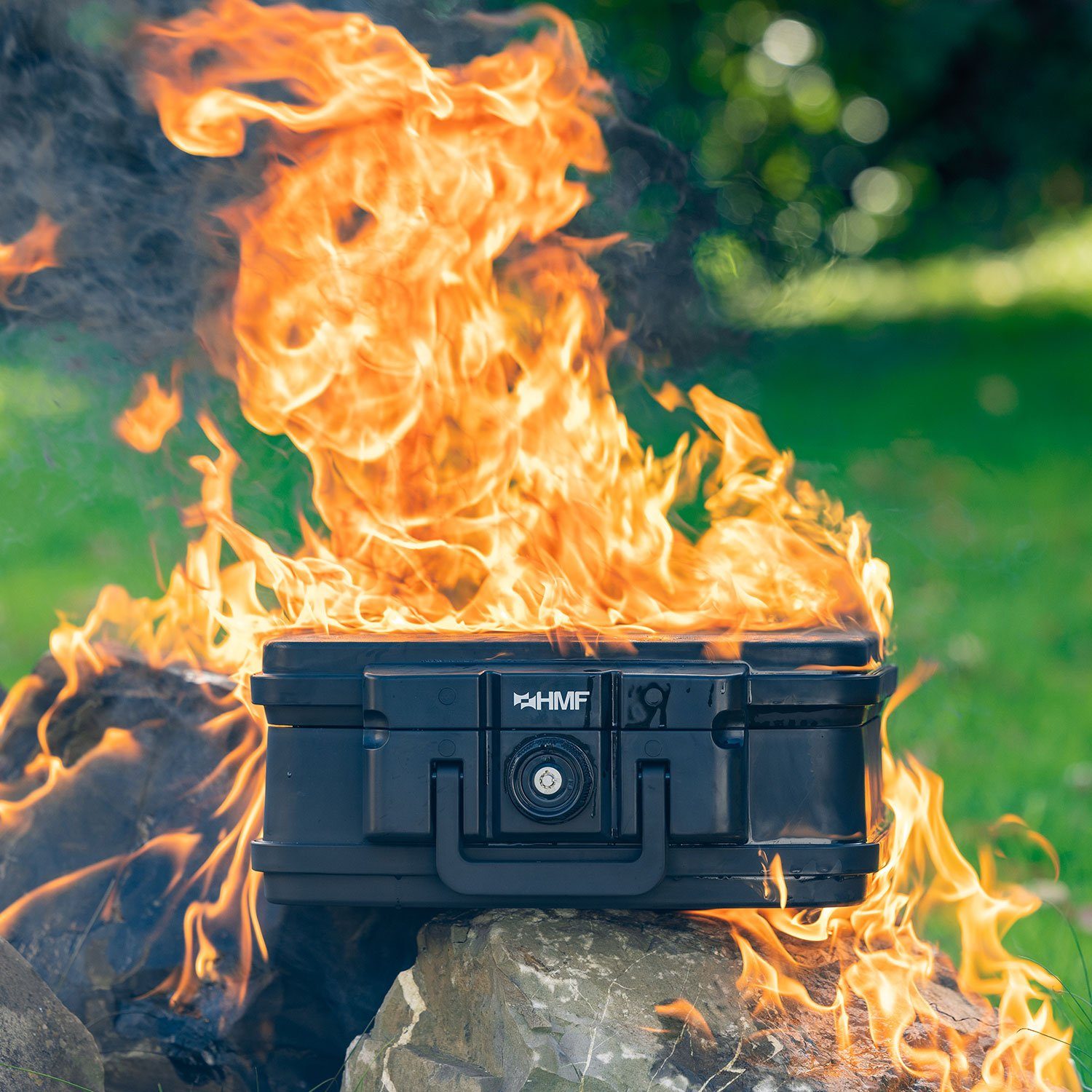 HMF Geldkassette Feuerfeste Dokumentenbox 25045, wasserdicht, DIN A5, 38,5 x 16,5 x 28 cm