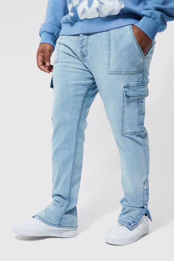 Plus Skinny Cargo-Jeans mit Druckknöpfen