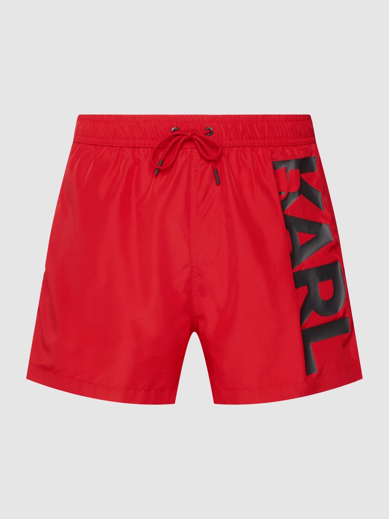 Badehose mit Logo-Print in rot