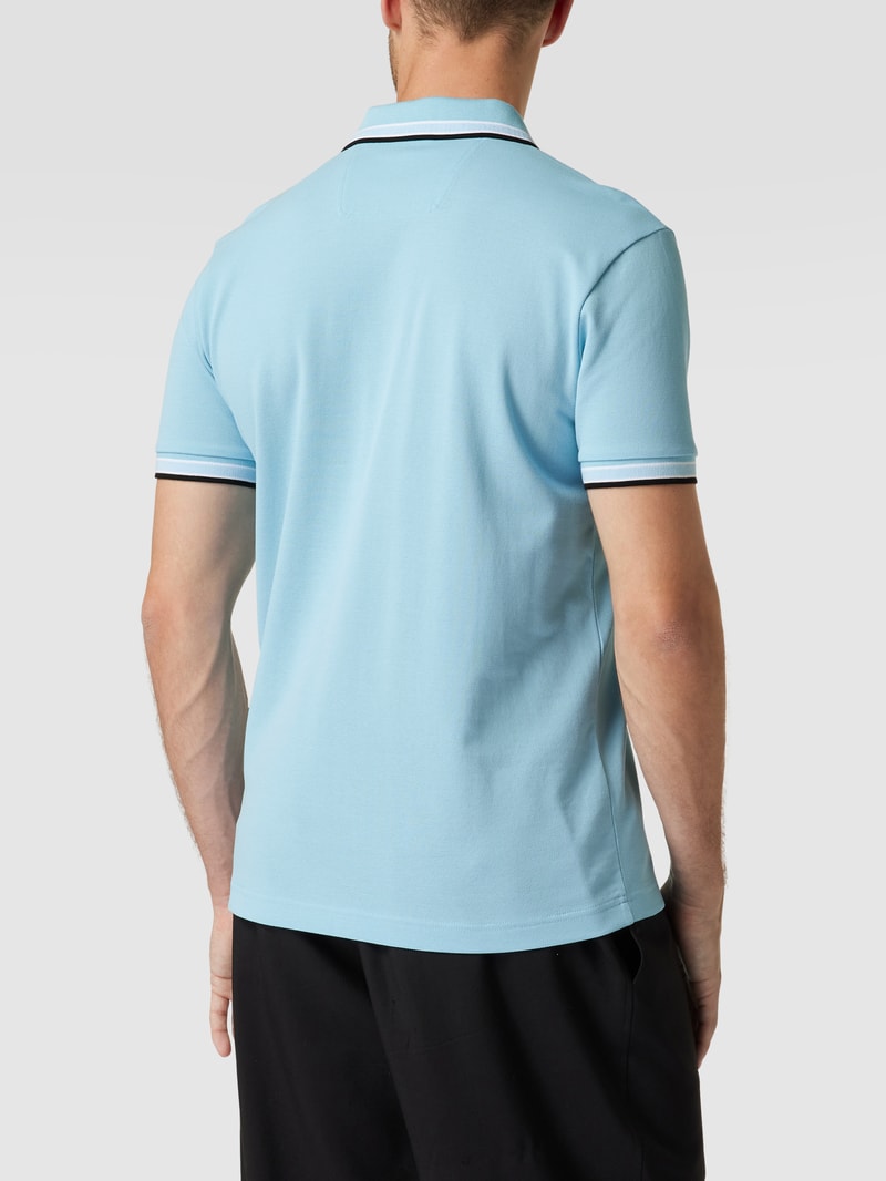 Regular Fit Poloshirt mit Label-Stitching Modell 'Paddy' in hellblau
