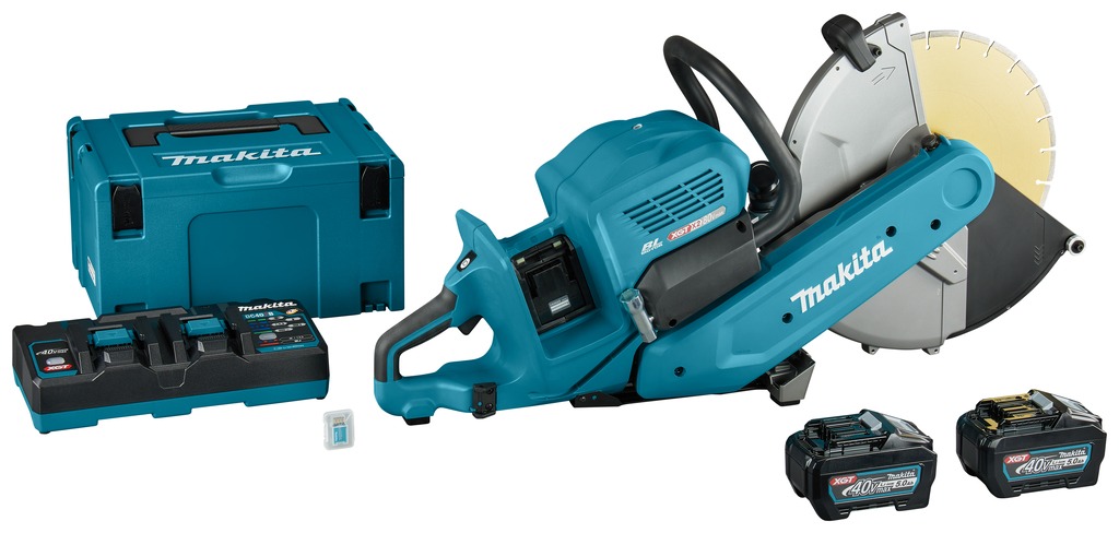 Scie à tronçonner Makita CE002GT202X 355 mm, 2 x 40 V Max, 2 batteries Li-Ion 5,0 Ah avec émetteur AWS