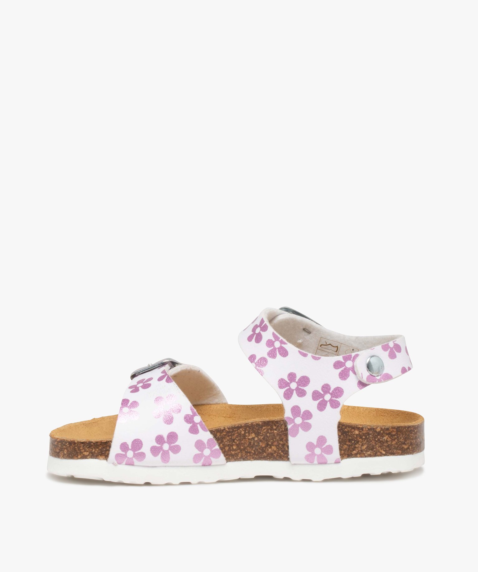 Sandales fille à brides à boucle fantaisie et semelle liège blanc | GEMO
