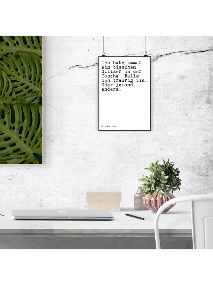 Mr. & Mrs. Panda Poster Ich habe immer ein... mit Spruch in Weiß günstig kaufen