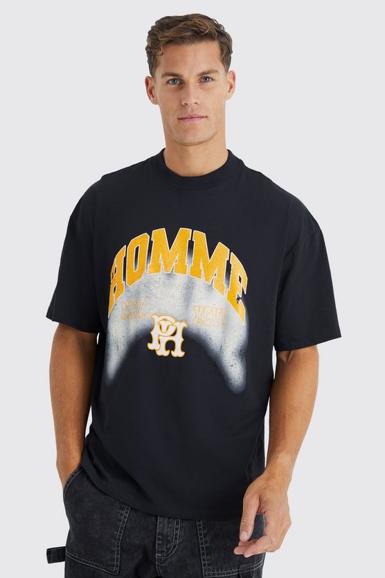 Tall Oversize T-Shirt mit Homme-Print