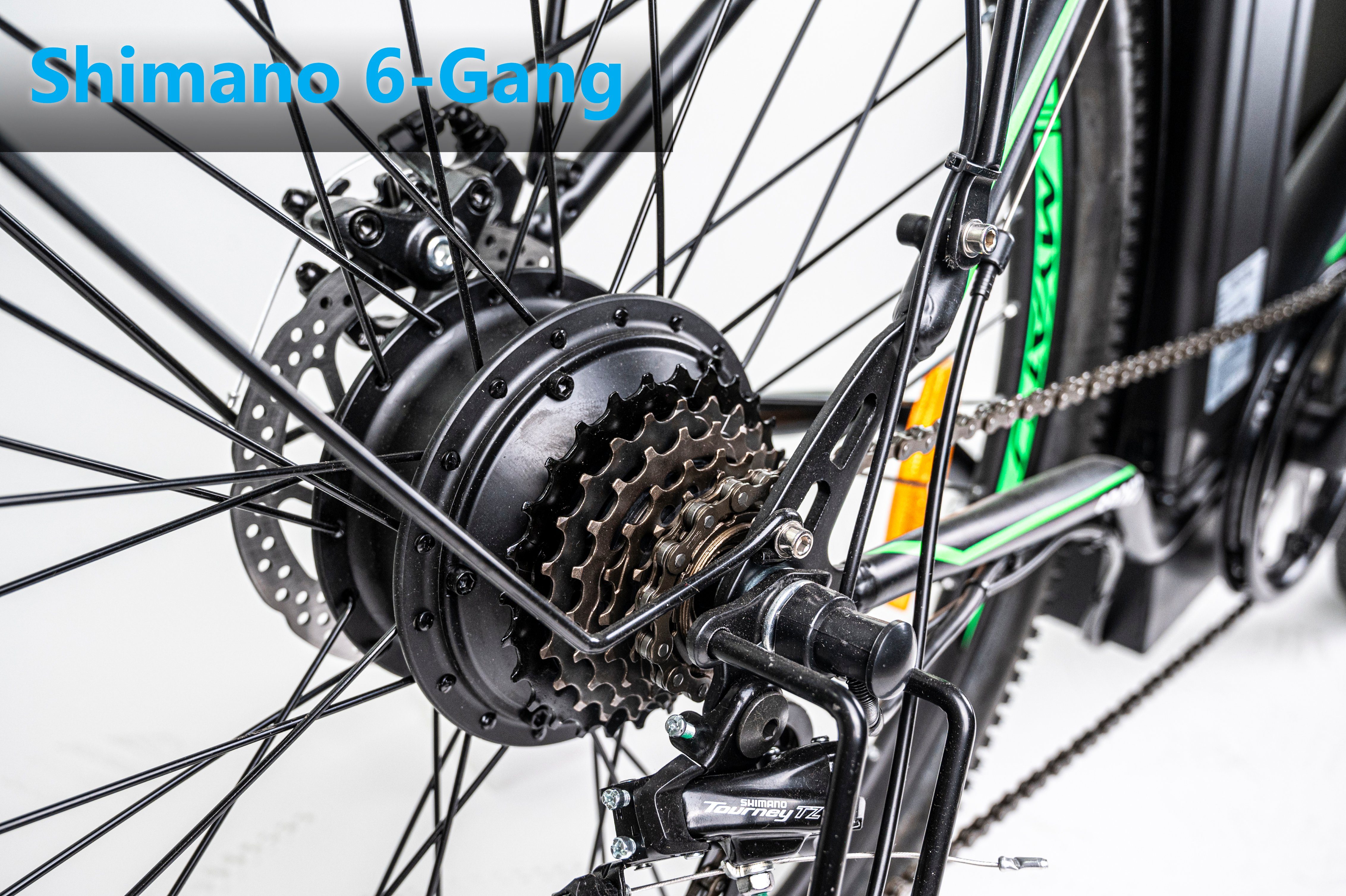 Myatu E-Bike 26 Zoll für Damen und Herren,Trekking Ebike Cityrad, 6 Gang Shimano, (1 tlg), 347 Wh Batterie,250W