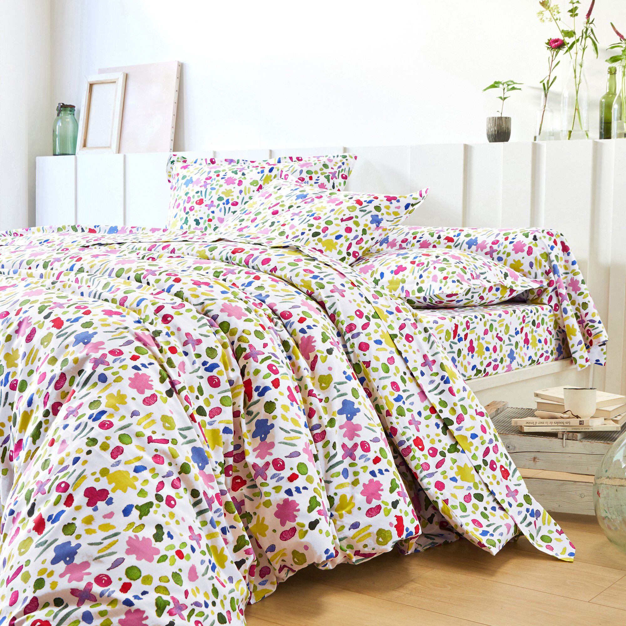 Linge de lit Aquarelle coton imprimé fleuri