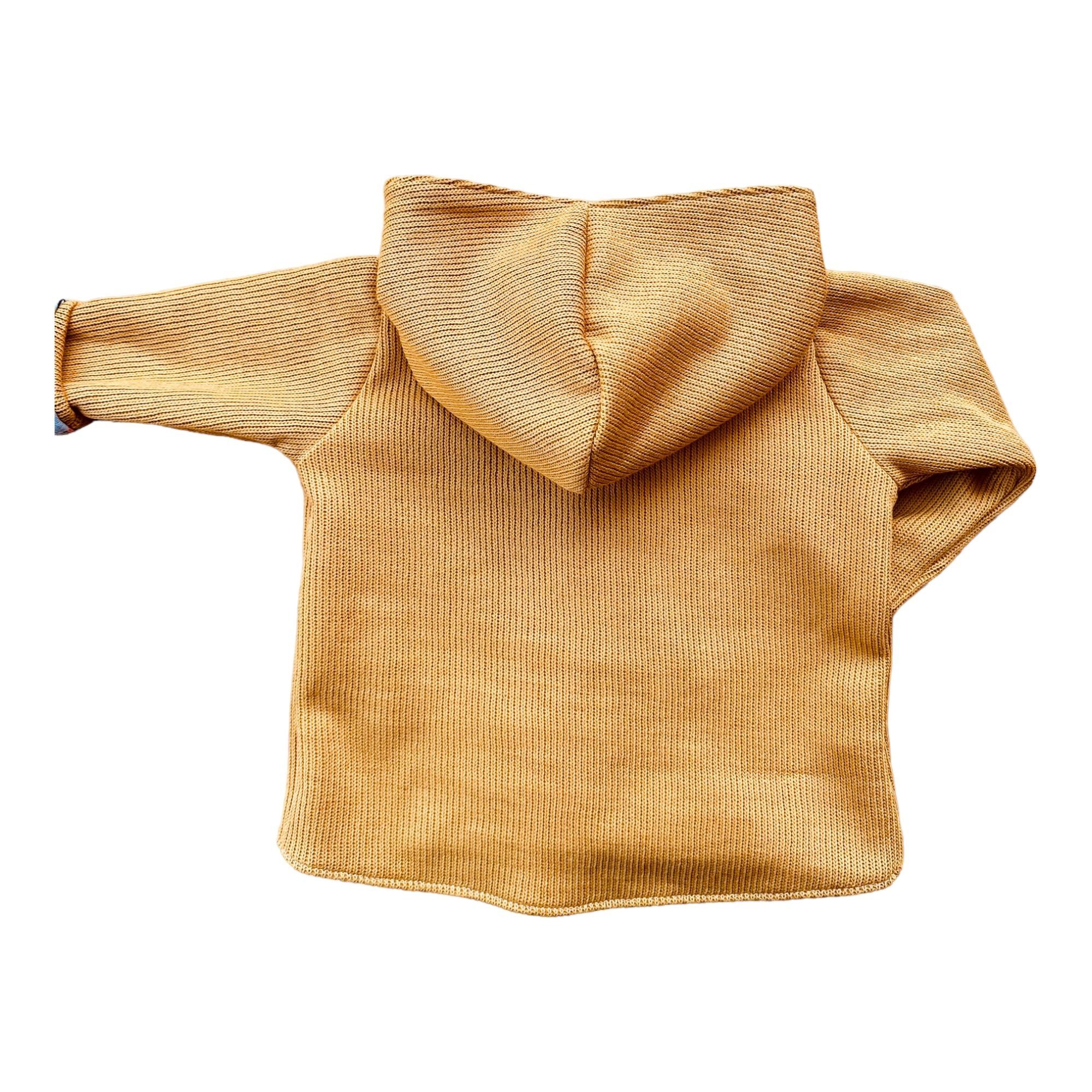 Land-Juwelen Kapuzenstrickjacke Strickjacke Löwe gelb senfgelb unisex