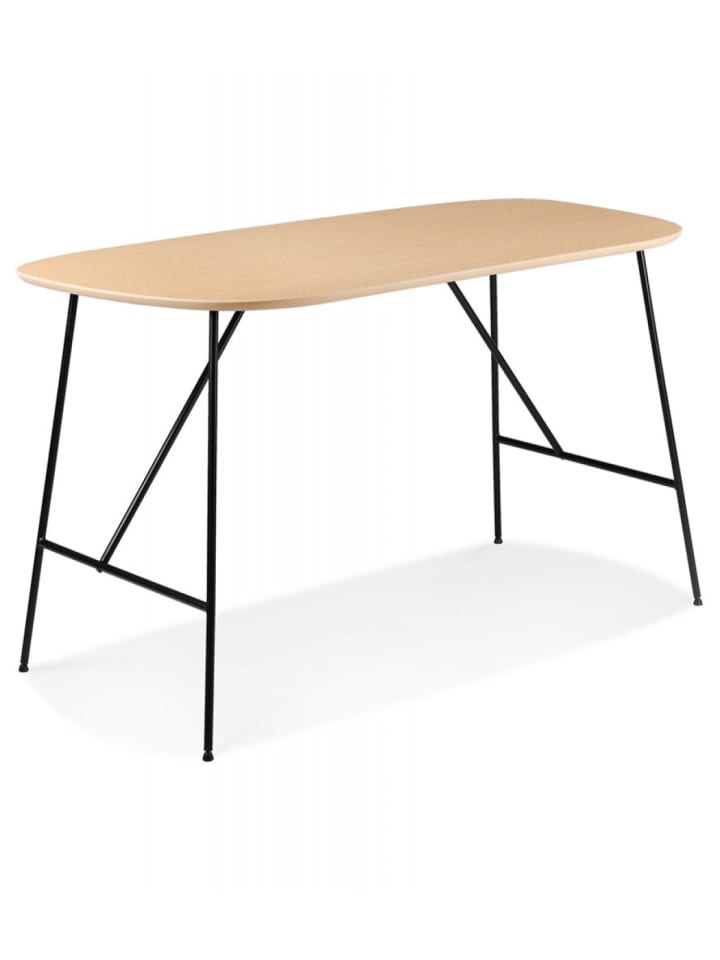 KADIMA DESIGN Schreibtisch aus Eichenholz mit Metallgestell | Minimalistisch in Beige günstig kaufen onesize