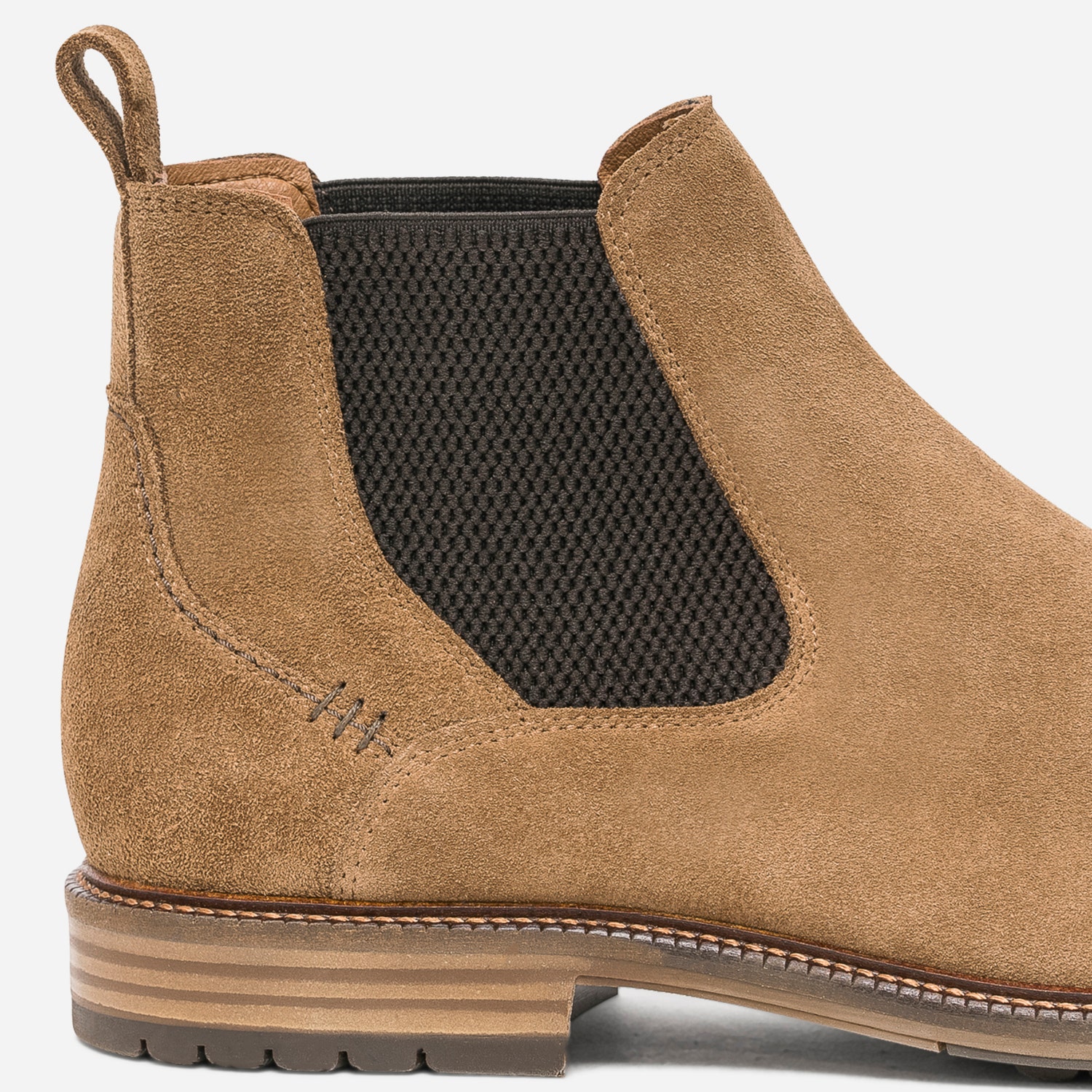 Chelsea boots camel en cuir velours