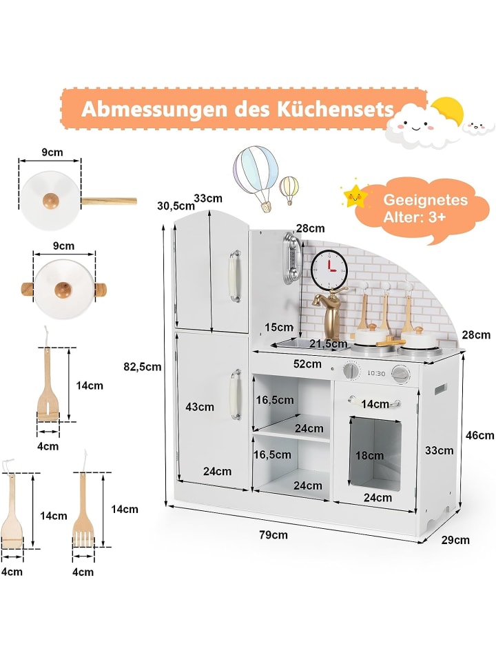 COSTWAY Spielküche ab 3 Jahren in Weiß günstig kaufen 80 x 30 cm