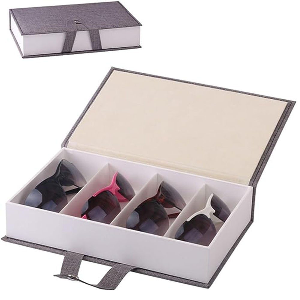 Sarfly Brillenetui 4 Brillen-Display-Aufbewahrungsbox Sonnenbrillen-Aufbewahrungsbox, Brillenhalter-Etui Brillen-Aufbewahrungsschubladen