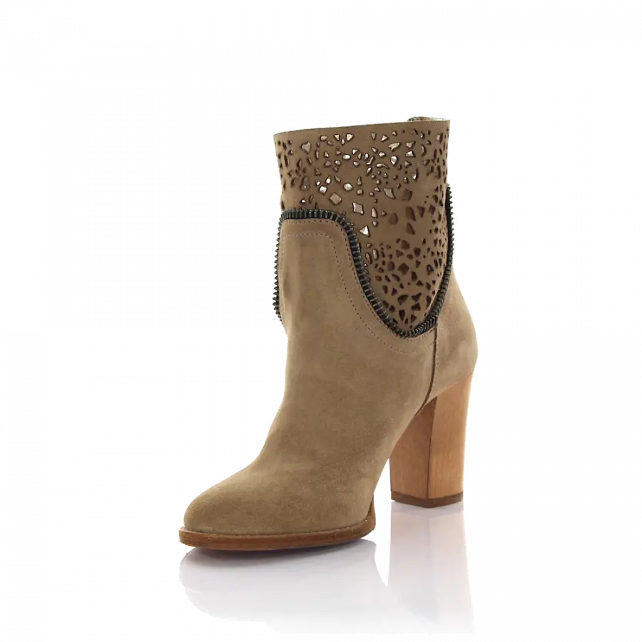 Rossano Bisconti - Stiefeletten Veloursleder Zierreißverschluss grau - grau