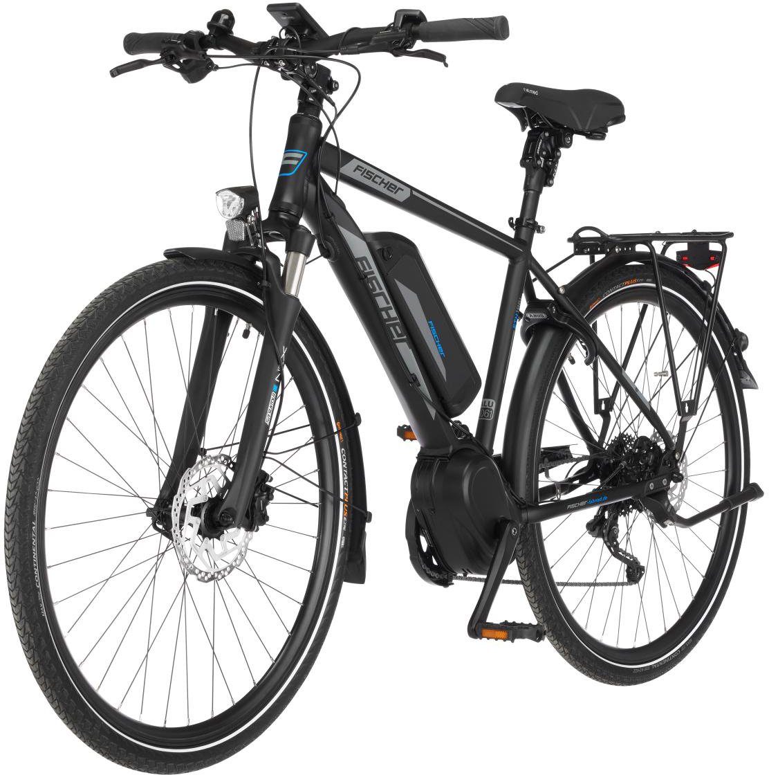 FISCHER Fahrrad E-Bike VIATOR ETH 1861 557, 10 Gang Shimano Deore Schaltwerk, Kettenschaltung, Mittelmotor, 557 Wh Akku, (mit Gepäckträgertasche)