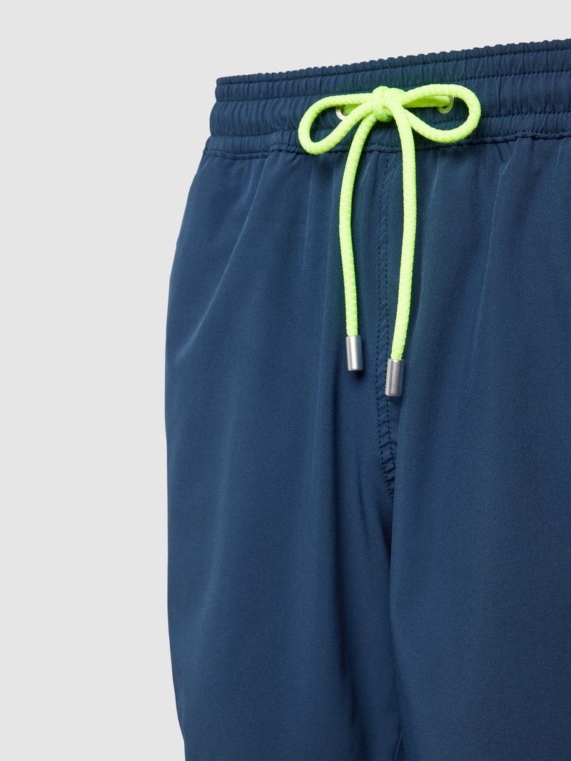 Badehose mit Label-Stitching Modell 'COMFORT' in marineblau