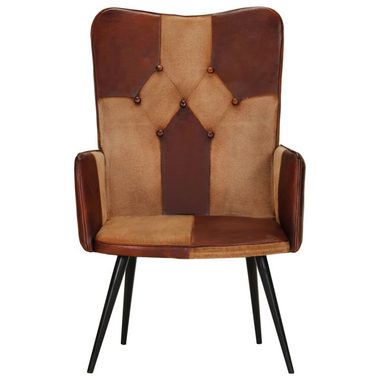 vidaXL Sessel Ohrensessel Braun Echtleder (1-St)