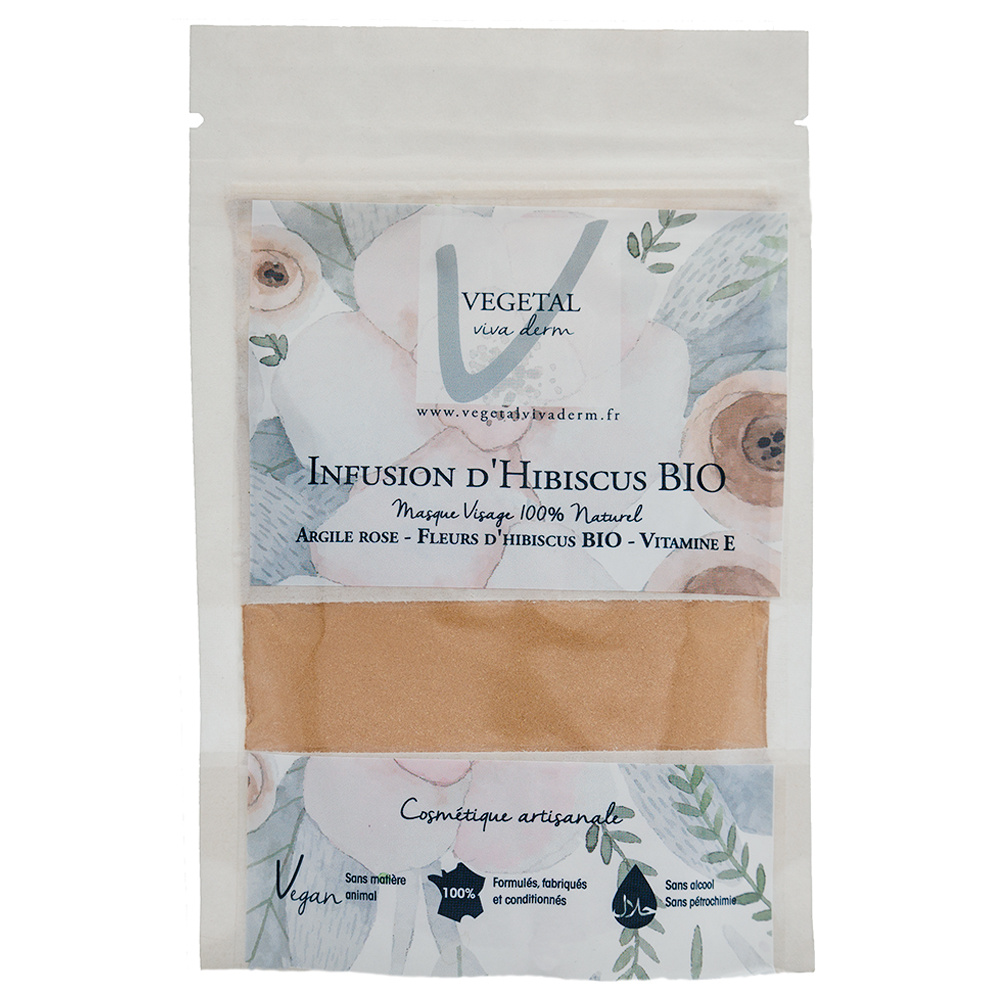 vegetal viva derm Infusion d'hibiscus Masque Bonne mine et actif anti-âge visage 100% naturel (7 soins*)