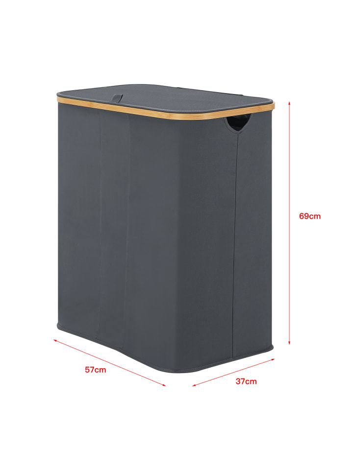en.casa Wäschekorb Rusko in Grau (H)69cm (B)57cm (T)37cm (V)140l günstig kaufen onesize