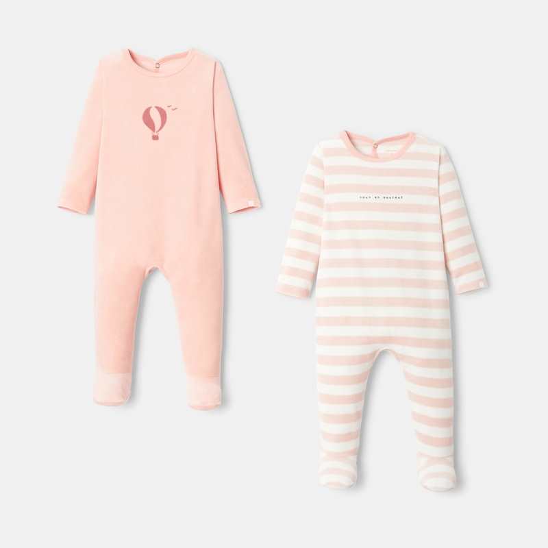 Lot de 2 dors-bien en velours rose mixte Absorba