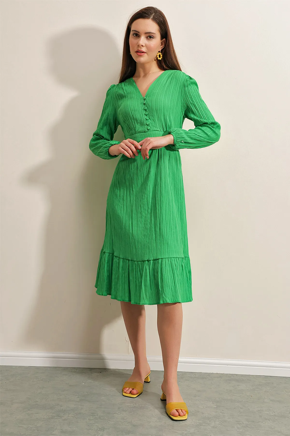 Bigdart  2371 Volant-Webkleid – Grün