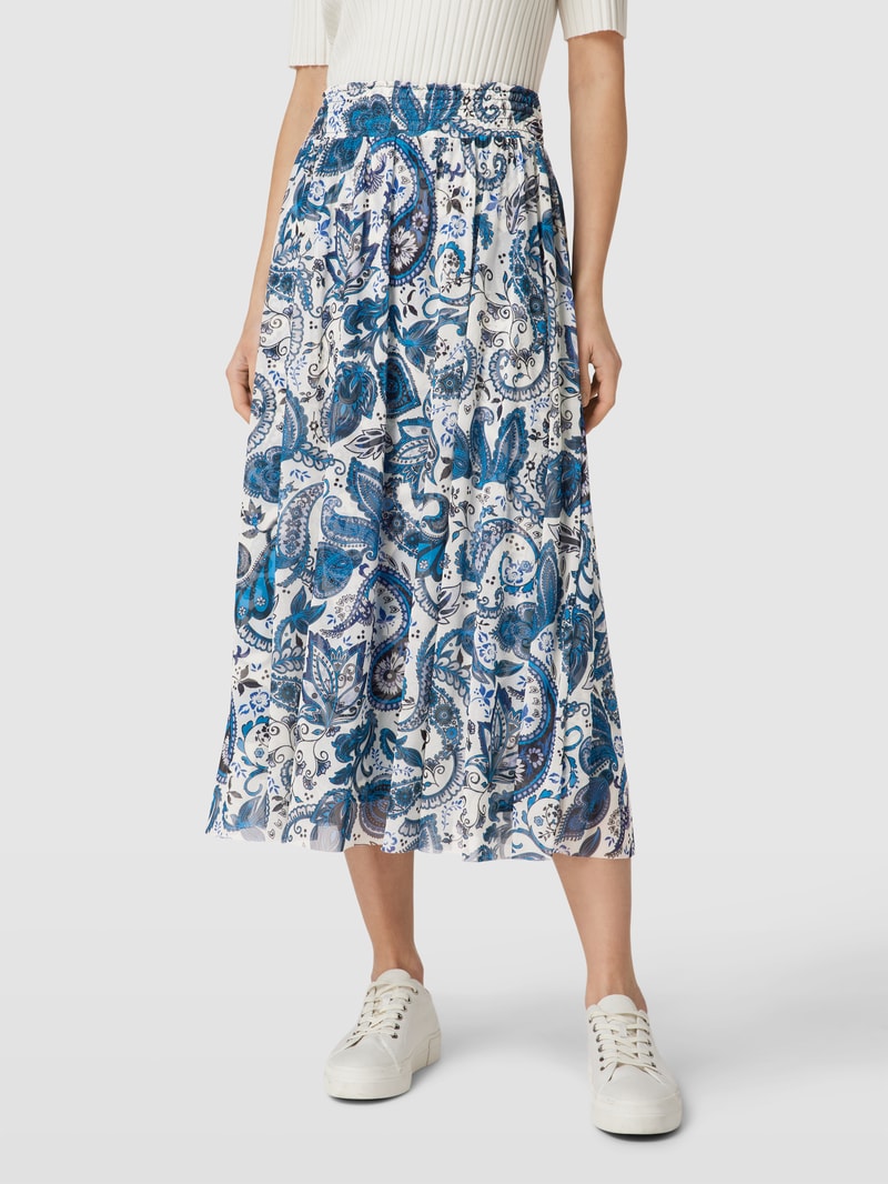 Maxirock mit Allover-Muster Modell 'paisley' in bleu