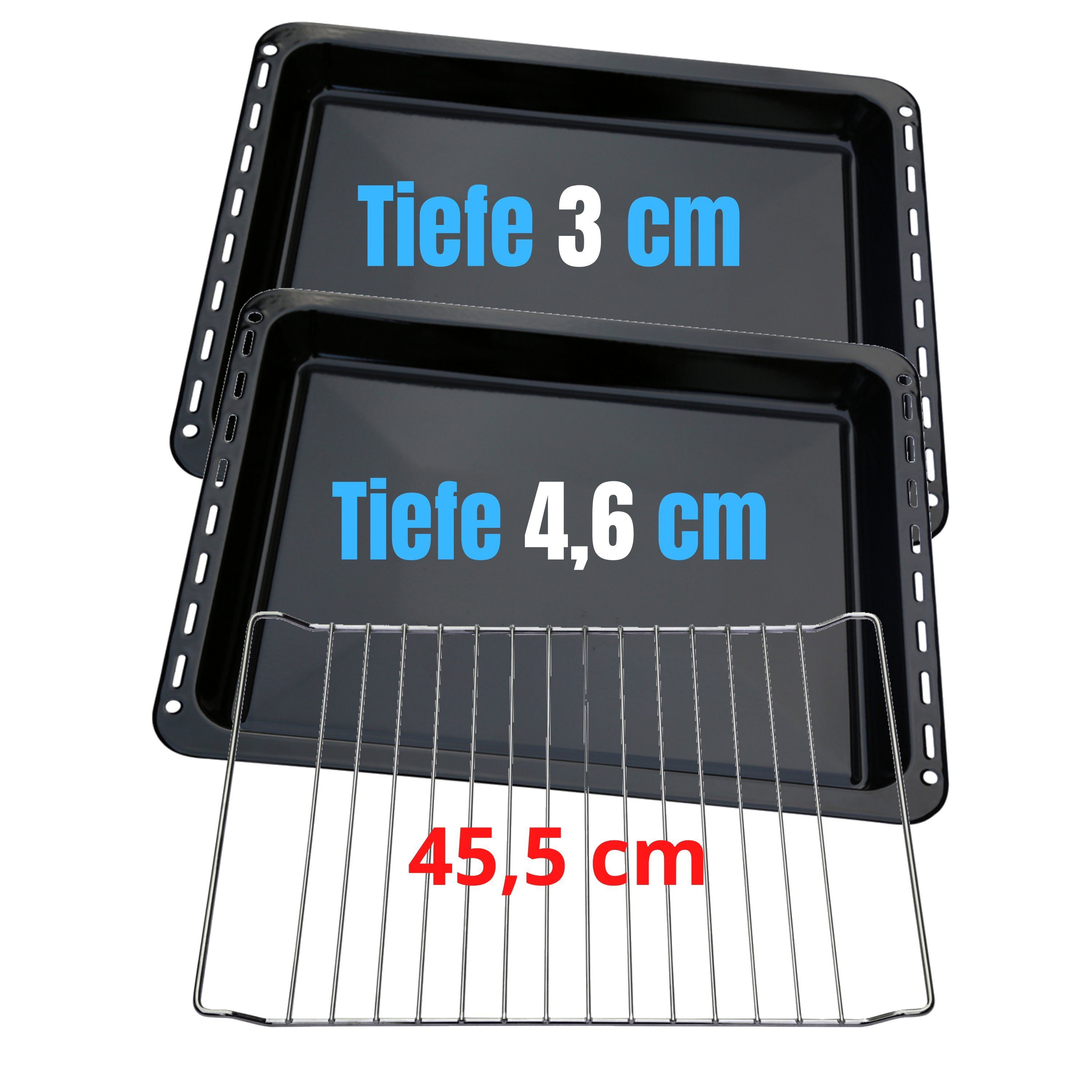 UNIQ DEALZ Backblech 455 mm Eisen, Emailliert für Neff, Siemens, Bosch usw., (3-St), Stabil, kratzfest, langlebig