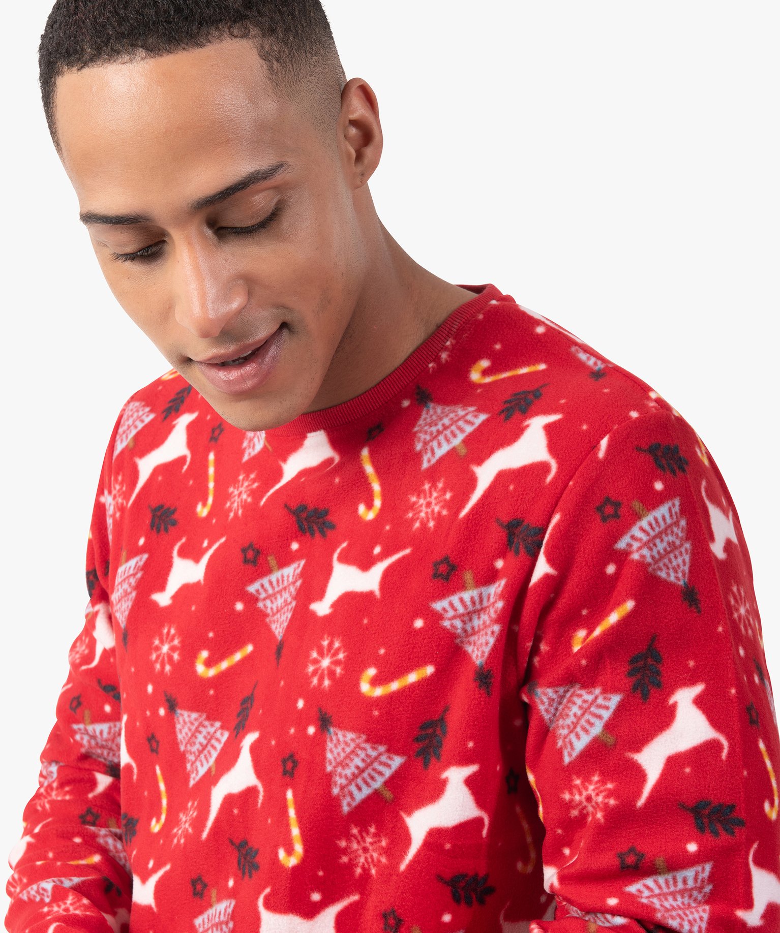 Pyjama homme spécial Nol en polaire fine rouge | GEMO