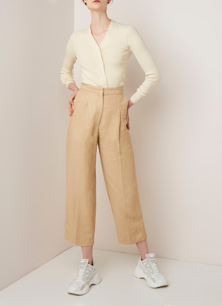 Cardigan Sandro in maglia a coste di misto seta con scollo a V