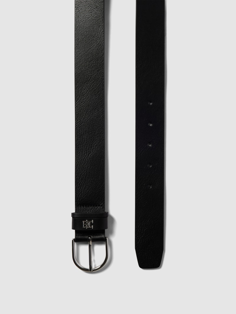 Ledergürtel mit Label-Applikation in schwarz