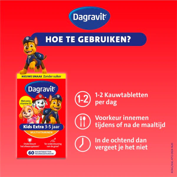 Dagravit Kids-Xtra Ryhmä Hau 3-5 vuotta Pureskelutabletit 60 kpl